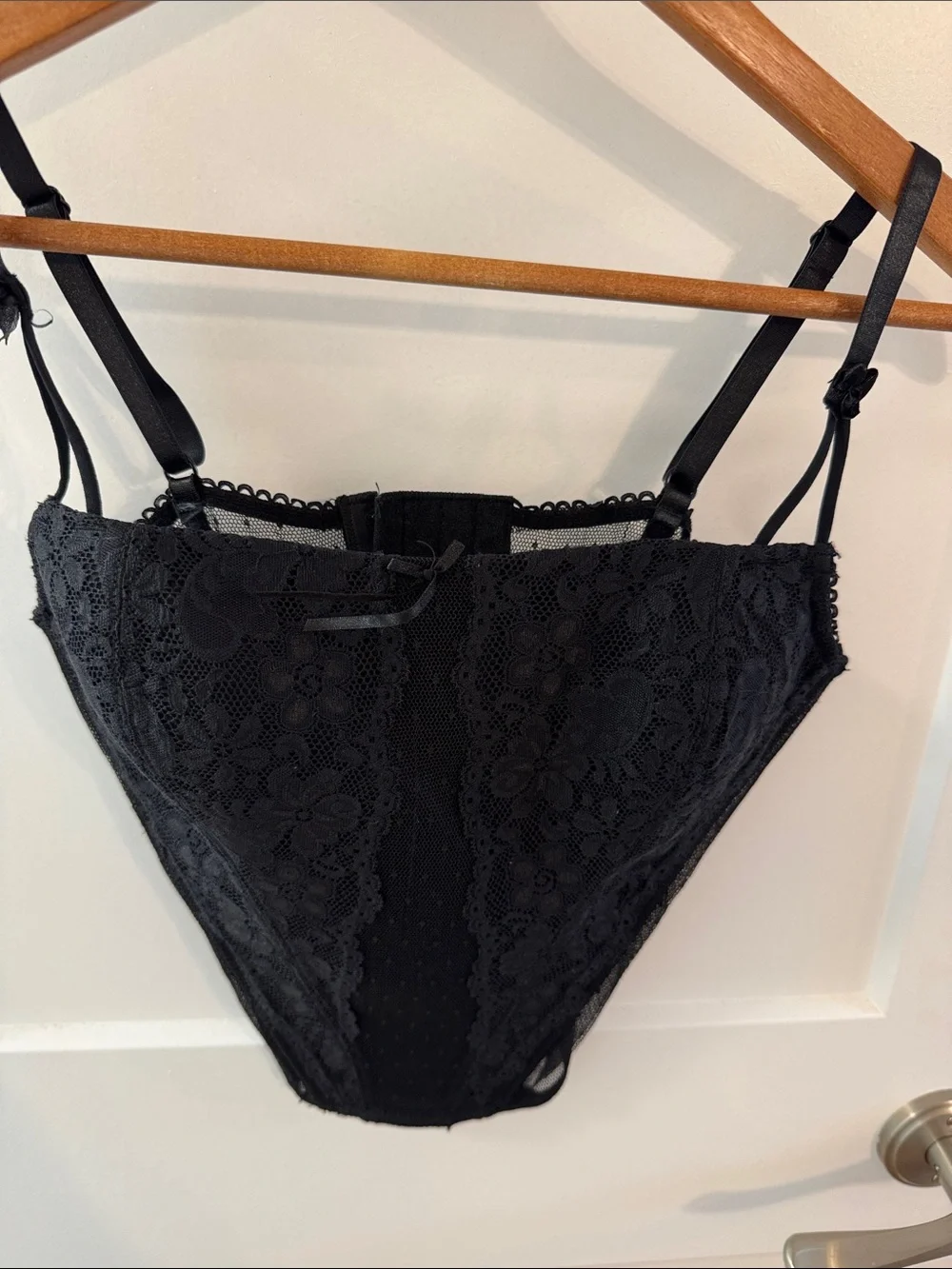 Black Lace Bustier Cami Corset Top Mesh Size Medium‎
